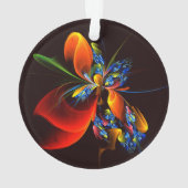 Blauw Sinaasappel Bloemen Modern Abstract Kunstpat Ornament (achterkant)