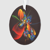 Blauw Sinaasappel Bloemen Modern Abstract Kunstpat Ornament (voorkant)