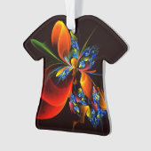 Blauw Sinaasappel Bloemen Modern Abstract Kunstpat Ornament (voorkant)