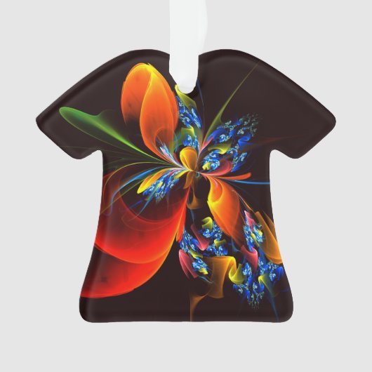 Blauw Sinaasappel Bloemen Modern Abstract Kunstpat Ornament (voorkant)