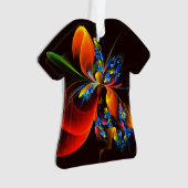 Blauw Sinaasappel Bloemen Modern Abstract Kunstpat Ornament (voorkant)