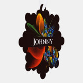 Blauw Sinaasappel Bloemen Modern Abstract Kunstpat Ornament Kaart (Rechts)