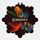 Blauw Sinaasappel Bloemen Modern Abstract Kunstpat Ornament Kaart (Achterkant)