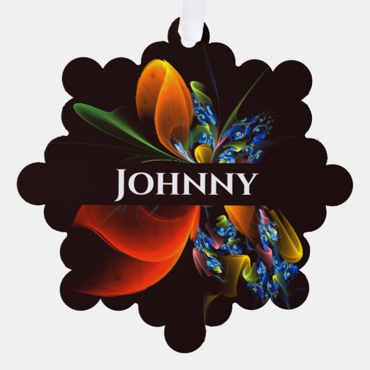 Blauw Sinaasappel Bloemen Modern Abstract Kunstpat Ornament Kaart (Voorkant)