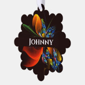 Blauw Sinaasappel Bloemen Modern Abstract Kunstpat Ornament Kaart (Links)