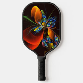 Blauw Sinaasappel Bloemen Modern Abstract Kunstpat Pickleball Paddle