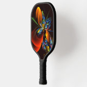 Blauw Sinaasappel Bloemen Modern Abstract Kunstpat Pickleball Paddle (Links)