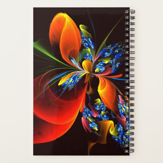 Blauw Sinaasappel Bloemen Modern Abstract Kunstpat Planner (Achterkant)
