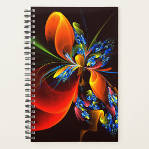 Blauw Sinaasappel Bloemen Modern Abstract Kunstpat Planner