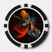 Blauw Sinaasappel Bloemen Modern Abstract Kunstpat Poker Chips (Voorkant)