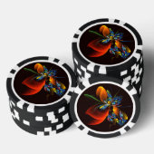 Blauw Sinaasappel Bloemen Modern Abstract Kunstpat Poker Chips (Opstapeling)