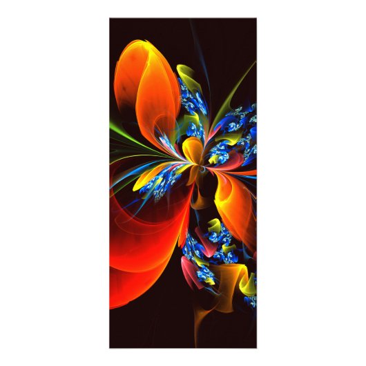 Blauw Sinaasappel Bloemen Modern Abstract Kunstpat Reclamekaart (Voorkant)