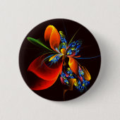 Blauw Sinaasappel Bloemen Modern Abstract Kunstpat Ronde Button 5,7 Cm (Voorkant)