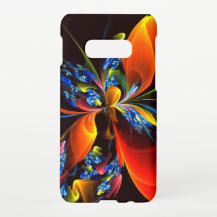 Blauw Sinaasappel Bloemen Modern Abstract Kunstpat Samsung Galaxy S10E Hoesje