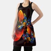 Blauw Sinaasappel Bloemen Modern Abstract Kunstpat Schort (Insitu)