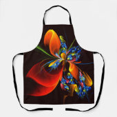 Blauw Sinaasappel Bloemen Modern Abstract Kunstpat Schort (Voorkant)