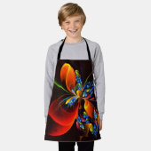 Blauw Sinaasappel Bloemen Modern Abstract Kunstpat Schort (Gedragen)