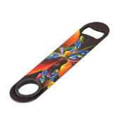 Blauw Sinaasappel Bloemen Modern Abstract Kunstpat Speed Flessenopener (Voorkant Gekanteld)