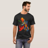 Blauw Sinaasappel Bloemen Modern Abstract Kunstpat T-shirt (Voorkant volledig)