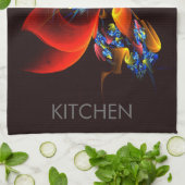 Blauw Sinaasappel Bloemen Modern Abstract Kunstpat Theedoek (Gevouwen)