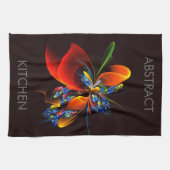 Blauw Sinaasappel Bloemen Modern Abstract Kunstpat Theedoek (Horizontaal)