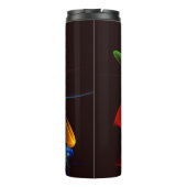 Blauw Sinaasappel Bloemen Modern Abstract Kunstpat Thermosbeker (Achterkant)