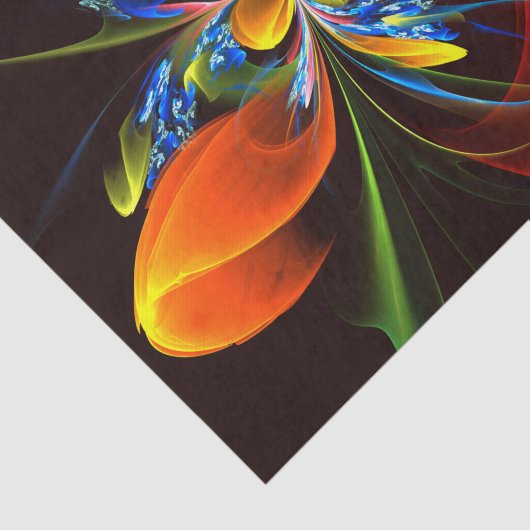 Blauw Sinaasappel Bloemen Modern Abstract Kunstpat Tissuepapier (Detail)