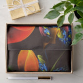 Blauw Sinaasappel Bloemen Modern Abstract Kunstpat Tissuepapier (Geschenk)