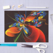 Blauw Sinaasappel Bloemen Modern Abstract Kunstpat Tissuepapier (Craft)