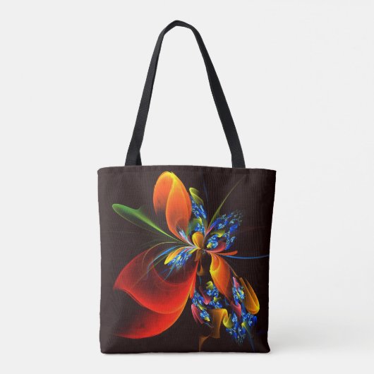 Blauw Sinaasappel Bloemen Modern Abstract Kunstpat Tote Bag (Achterkant)
