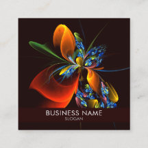 Blauw Sinaasappel Bloemen Modern Abstract Kunstpat