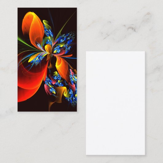 Blauw Sinaasappel Bloemen Modern Abstract Kunstpat Visitekaartje (Voorkant / Achterkant)