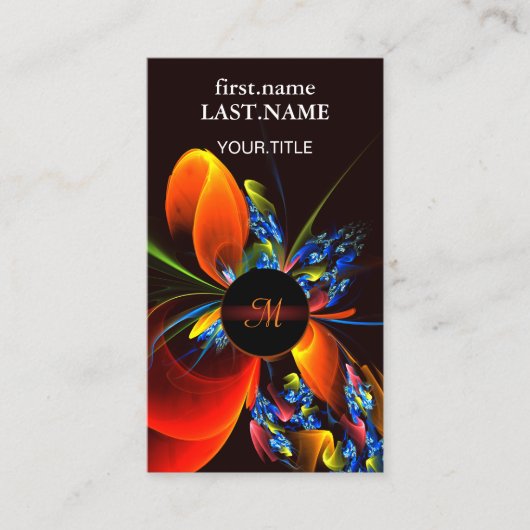 Blauw Sinaasappel Bloemen Modern Abstract Kunstpat Visitekaartje (Voorkant)