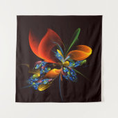 Blauw Sinaasappel Bloemen Modern Abstract Kunstpat Wandkleed (Voorkant (horizontaal))