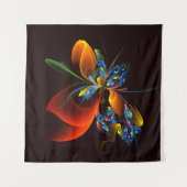 Blauw Sinaasappel Bloemen Modern Abstract Kunstpat Wandkleed (Voorkant)