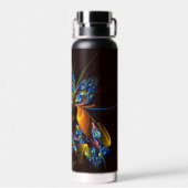 Blauw Sinaasappel Bloemen Modern Abstract Kunstpat Waterfles (Achterkant)