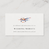 Blauw Sinaasappel Blush Vliegtuig Wedding Website Informatiekaartje (Achterkant)