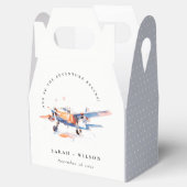 Blauw Sinaasappel Blush Waterverf Air Plane Weddin Bedankdoosjes (Geopend)