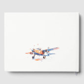 Blauw Sinaasappel Blush Waterverf Air Plane Weddin Gastenboek (Achterkant)