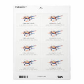 Blauw Sinaasappel Blush Waterverf Air Vliegtuigadr Etiket (Full Sheet)