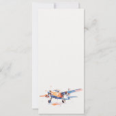 Blauw Sinaasappel Blush Waterverf Vliegtuig Weddin Kaart (Achterkant)