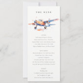 Blauw Sinaasappel Blush Waterverf Vliegtuig Weddin Kaart (Voorkant)