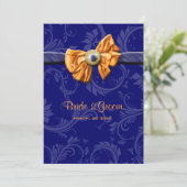 Blauw sinaasappel bruiloft bloemen CUSTOM Kaart (Staand voorkant)