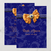 Blauw sinaasappel bruiloft bloemen CUSTOM Kaart (Voorkant / Achterkant)