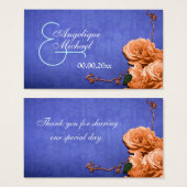 Blauw sinaasappel bruiloft dank u plat visitekaartjes (Voorkant /achterkant)