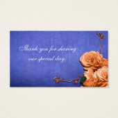 Blauw sinaasappel bruiloft dank u plat visitekaartjes (Achterkant)