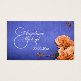 Blauw sinaasappel bruiloft dank u plat visitekaartjes