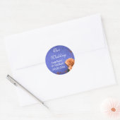 Blauw sinaasappel bruiloft land tuin ronde sticker (Envelop)