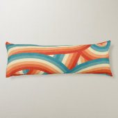 Blauw/Sinaasappel/Cream Retro Regenboog Strepen Pa Lichaamskussen (Achterkant)