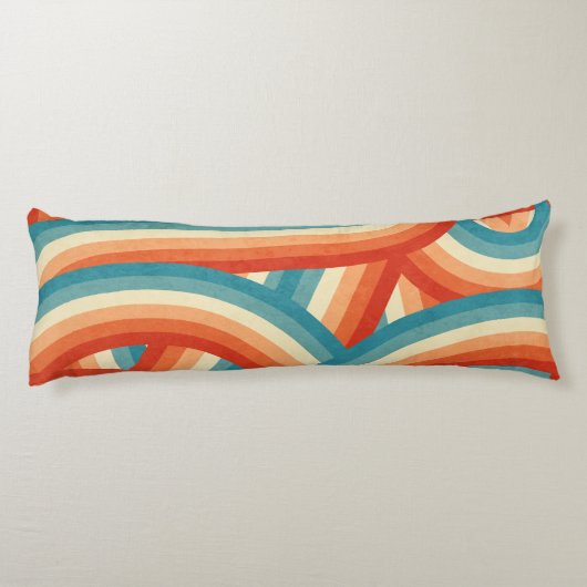 Blauw/Sinaasappel/Cream Retro Regenboog Strepen Pa Lichaamskussen (Achterkant)